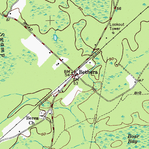 Topographic Map of Bethera, SC