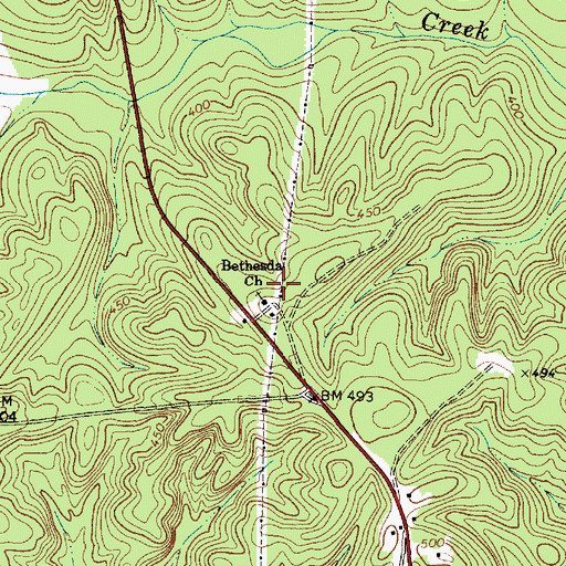 Topographic Map of Bethesda Baptist Church, SC