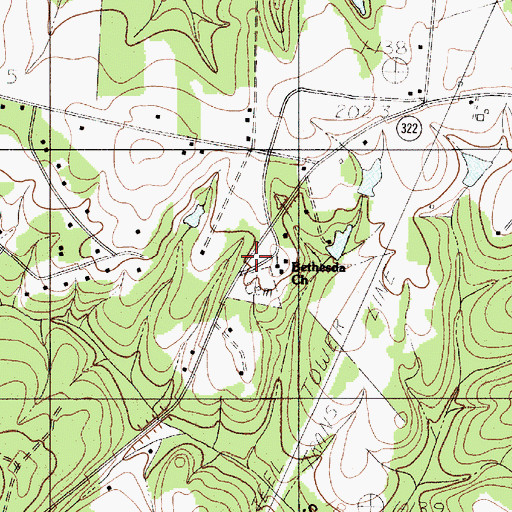 Topographic Map of Bethesda Presbyterian Church, SC