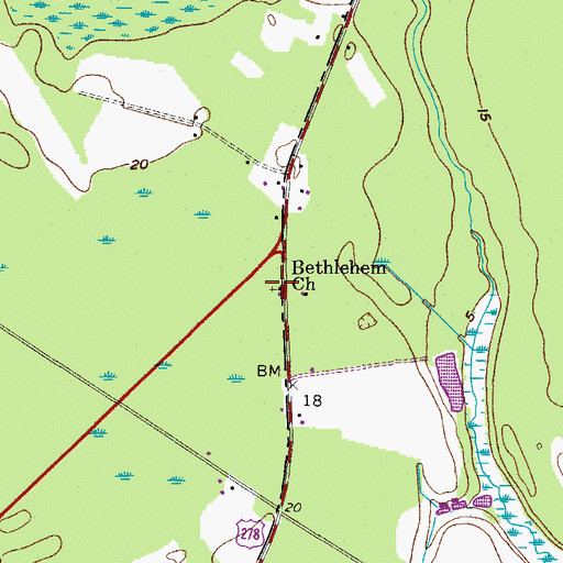 Topographic Map of Bethlehem Baptist Church, SC