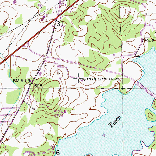 Topographic Map of Phillips Cemetery, AL