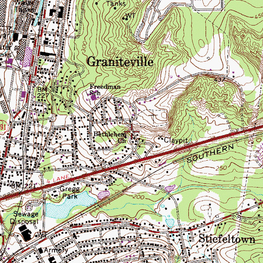 Topographic Map of Bethlehem Baptist Church, SC