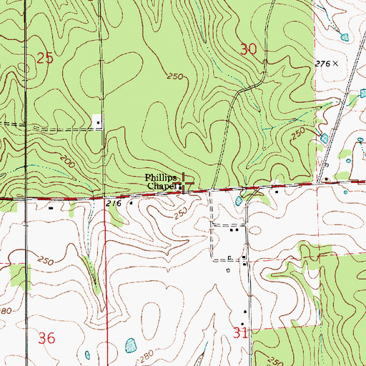 Topographic Map of Phillips Chapel, AL