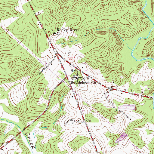 Topographic Map of Bethlehem Church, SC