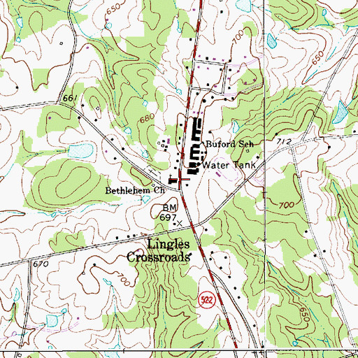 Topographic Map of Bethlehem Church, SC