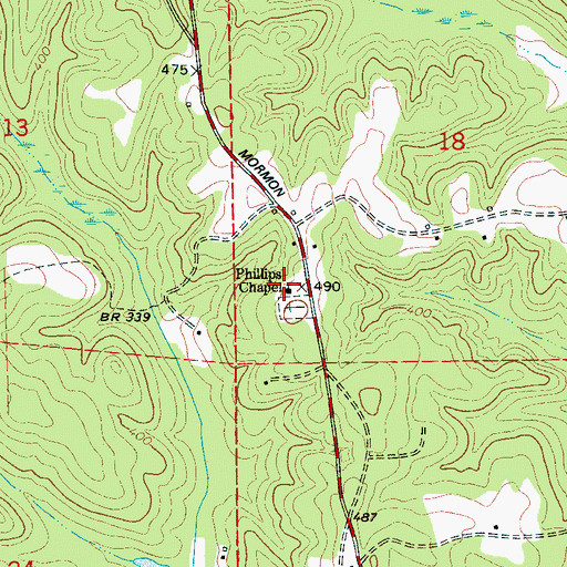 Topographic Map of Phillips Chapel Freewill Baptist Church, AL