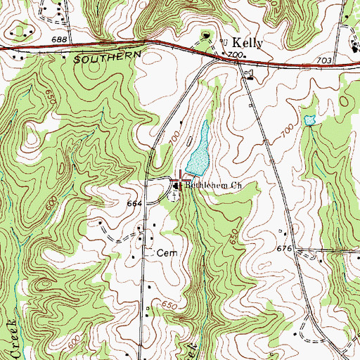Topographic Map of Bethlehem United Methodist Church, SC
