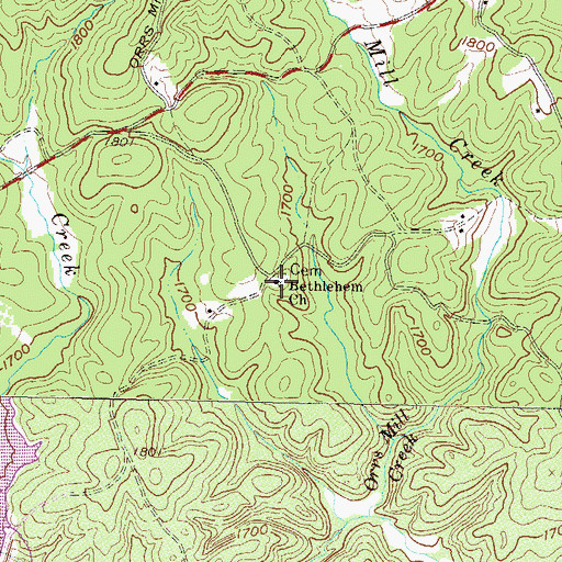 Topographic Map of Bethlehem Baptist Church, SC
