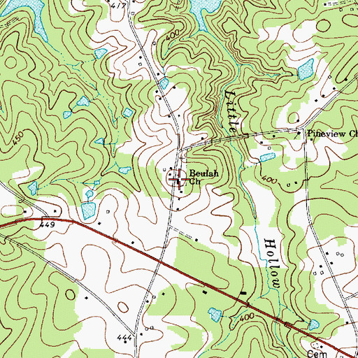Topographic Map of Beulah Church, SC