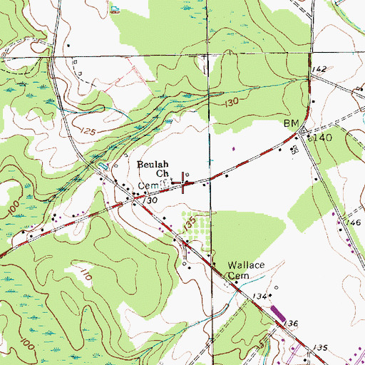 Topographic Map of Beulah Church, SC
