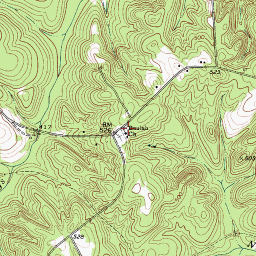 Topographic Map of Beulah Baptist Church, SC