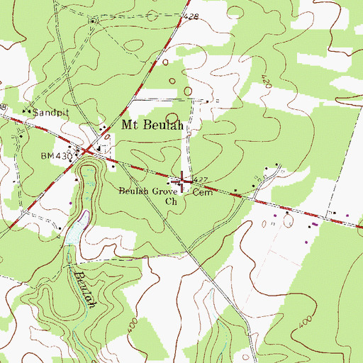 Topographic Map of Beulah Grove Church, SC