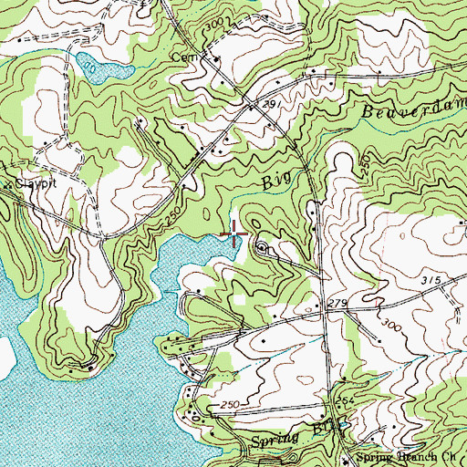 Topographic Map of Big Beaverdam Creek, SC