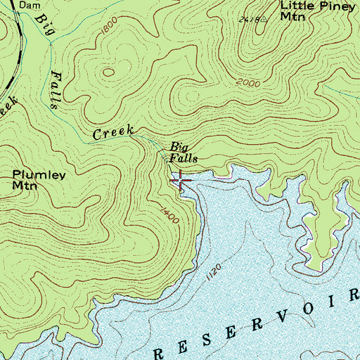 Topographic Map of Big Falls Creek, SC
