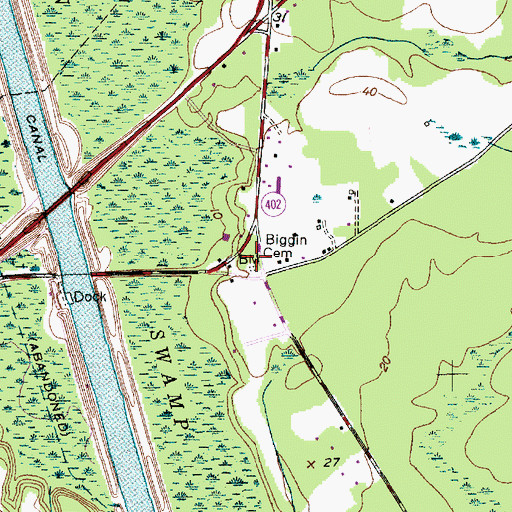 Topographic Map of Biggin Cemetery, SC