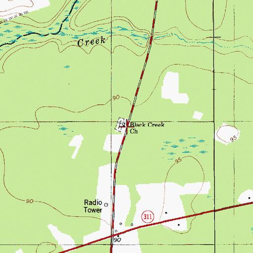 Topographic Map of Black Creek Church, SC