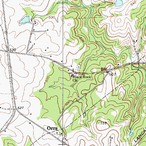 Topographic Map of Black Rock Baptist Church, SC