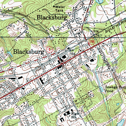 Topographic Map of Blacksburg, SC