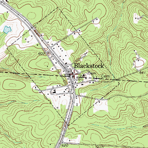 Topographic Map of Blackstock, SC