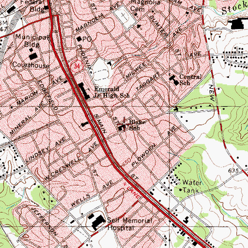 Topographic Map of Blake School, SC