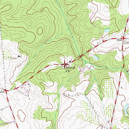 Topographic Map of Bland Church, SC