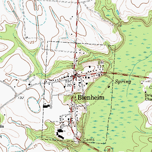 Topographic Map of Blenheim, SC