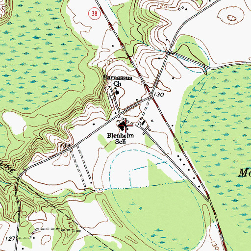 Topographic Map of Blenheim School, SC
