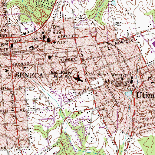 Topographic Map of Blue Ridge High School, SC