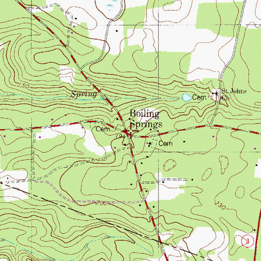 Topographic Map of Boiling Springs, SC