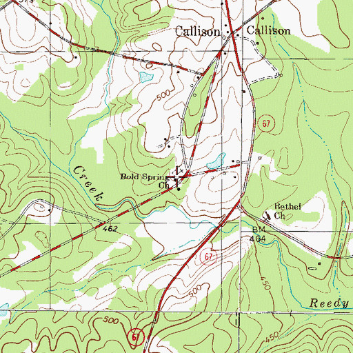 Topographic Map of Bold Spring Church, SC