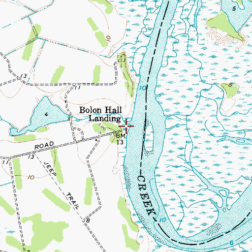 Topographic Map of Bolon Hall Landing, SC