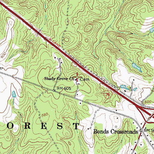 Topographic Map of Bonds Crossroads, SC