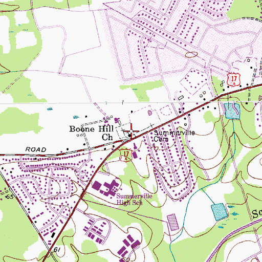 Topographic Map of Boone Hill Church, SC