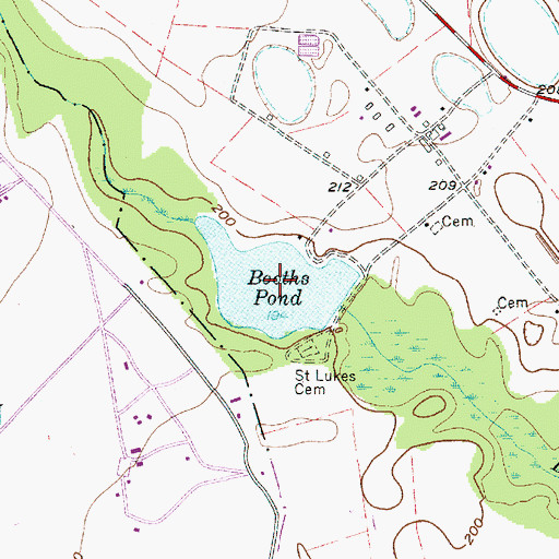 Topographic Map of Booths Pond, SC
