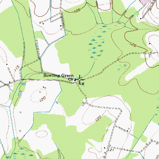 Topographic Map of Bowling Green Church, SC