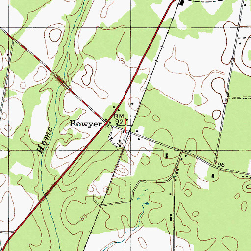 Topographic Map of Bowyer, SC
