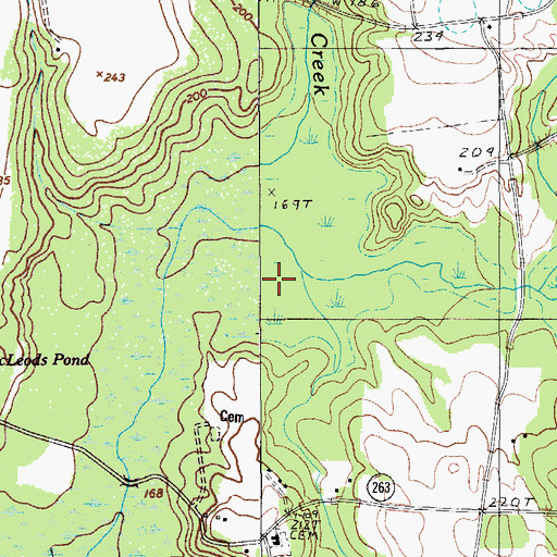 Topographic Map of Bracey Mill Creek, SC