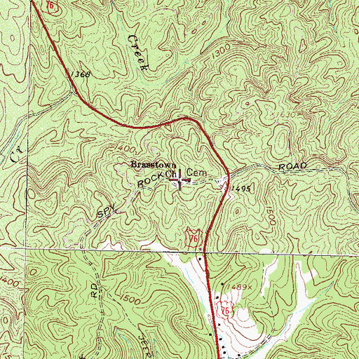 Topographic Map of Brasstown Baptist Church, SC