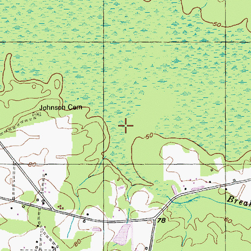 Topographic Map of Breakfast Swamp, SC