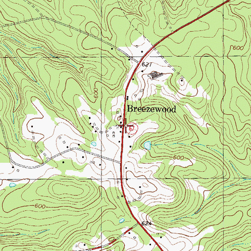 Topographic Map of Breezewood, SC