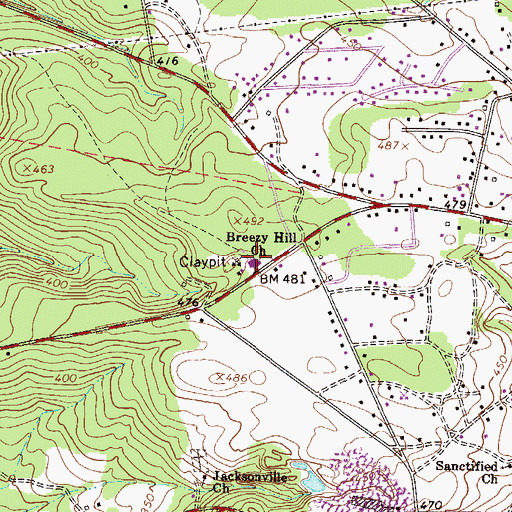 Topographic Map of Breezy Hill School, SC