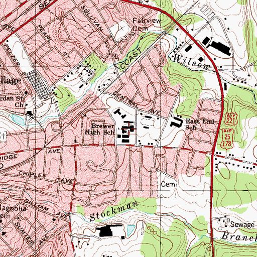 Topographic Map of Brewer Intermediate School, SC
