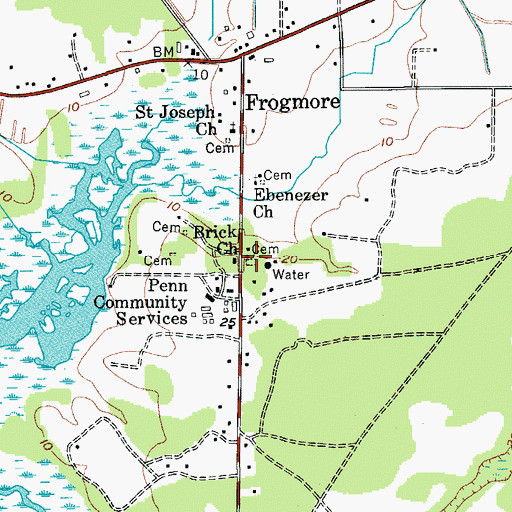 Topographic Map of Brick Church, SC