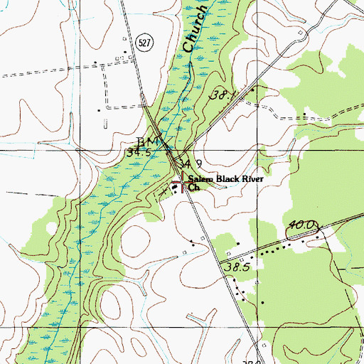 Topographic Map of Salem Black River Church, SC