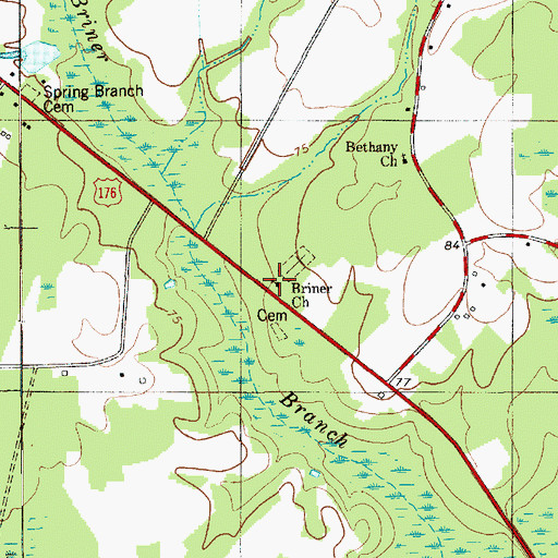 Topographic Map of Briner Church, SC