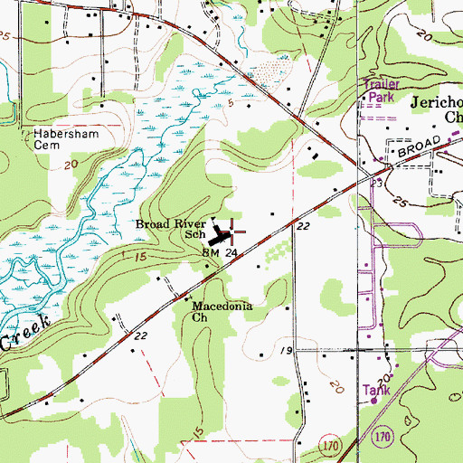 Topographic Map of Broad River Elementary School, SC
