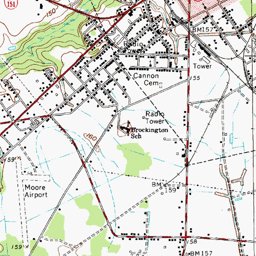 Topographic Map of Brockington School, SC