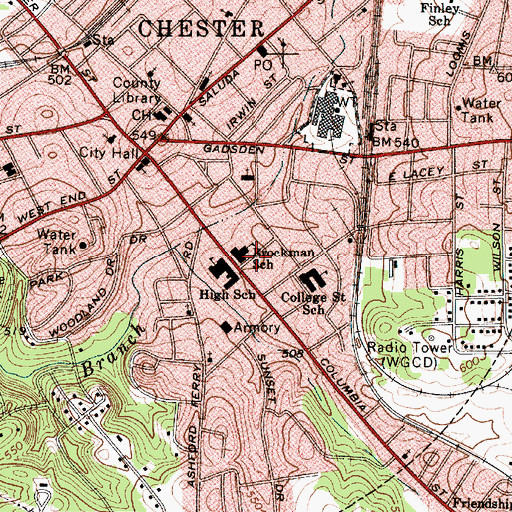 Topographic Map of Brockman School, SC