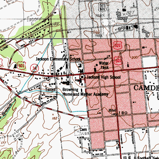 Topographic Map of Browning Home and Mather Academy, SC