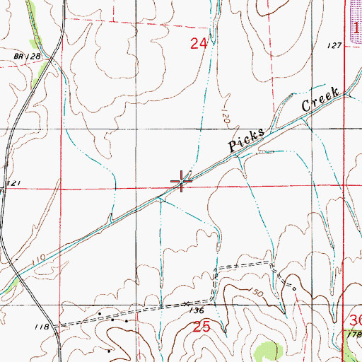 Topographic Map of Picks Creek, AL